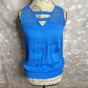 𝅺DEMOCRACY Sleeveless Top with Crochet Detail